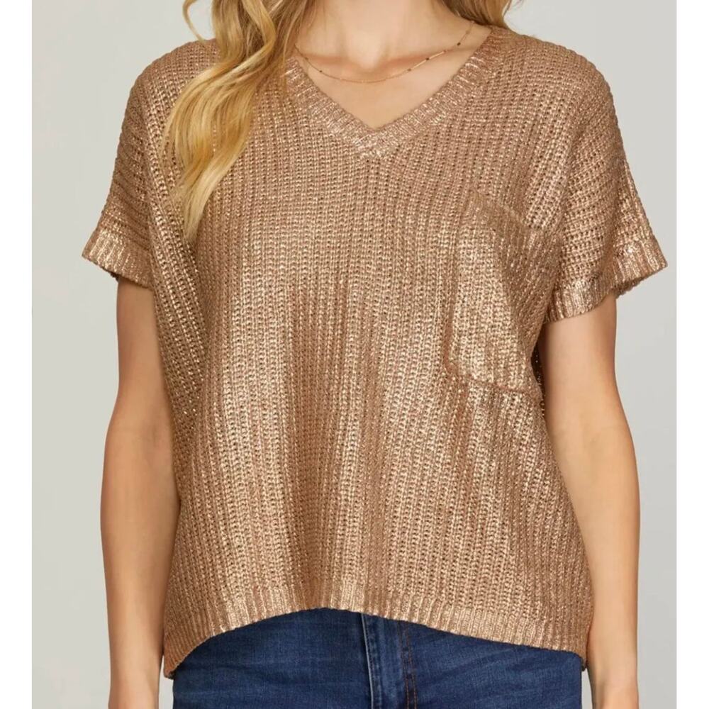 She & Sky NWT Rose Gold Sweater